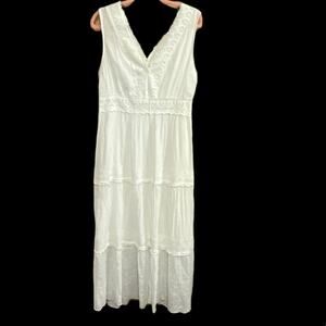 J. Glee Peasant Cottagecore Maxi Dress Minimalist Tiered Lace Measures XL